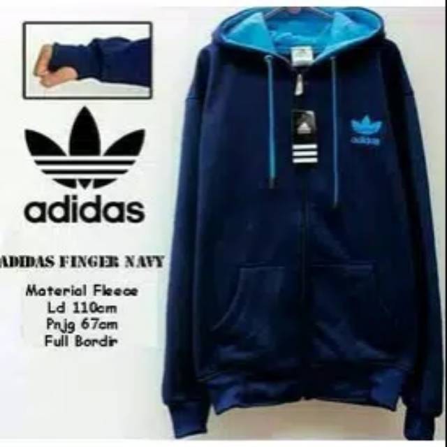 JAKET HOODIE ADIDAS FINGER NAVY BIRU DONGKER