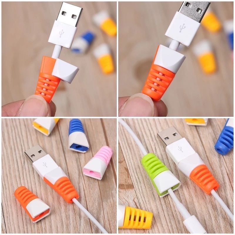 2 Pcs Pelindung Kabel Data / Charger / USB Anti Putus Warna-Warni