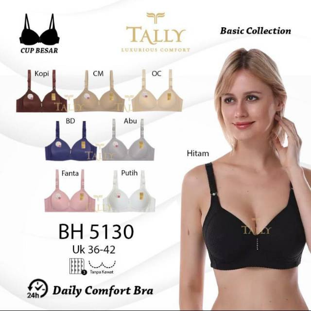 TALLY BRA BH 5130 | TANPA KAWAT | CUP C | BUSA TIPIS | SIZE 36-42