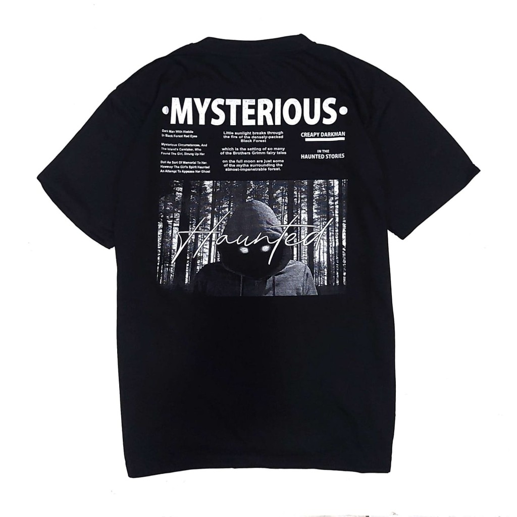 kaos pria/MYSTERIOUS/kaos hitam/1