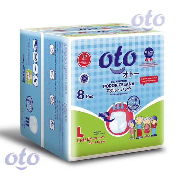 celana - pants, popok, popok dewasa,  RAK - OTO Diapers Adult Pants Popok Dewasa model Celana Ukuran L - isi 8 pcs