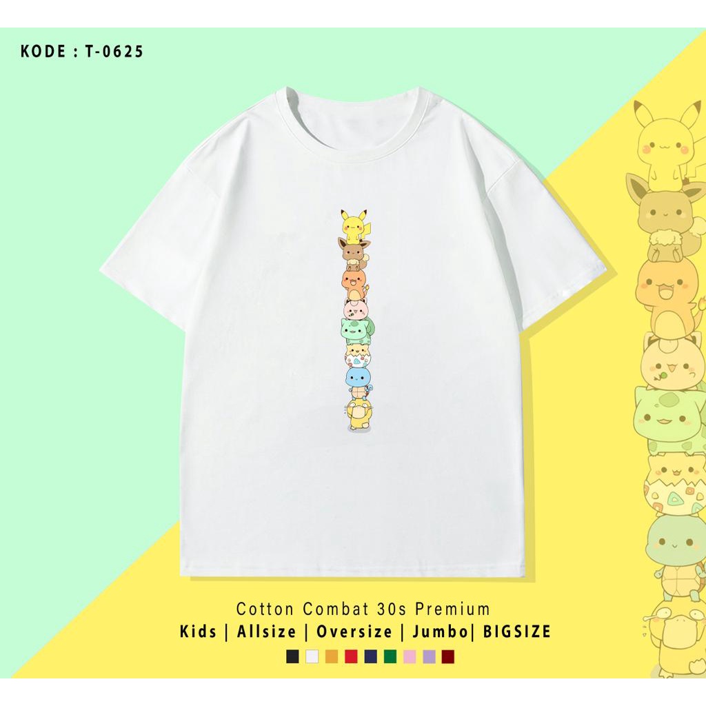 KAOS TERLUCU PIKACU AND FRIENDS / KAOS WANITA PRIA / KAOS OVER SIZE / KAOS LENGAN PENDEK / UK M -XL / KAOS SANTAI