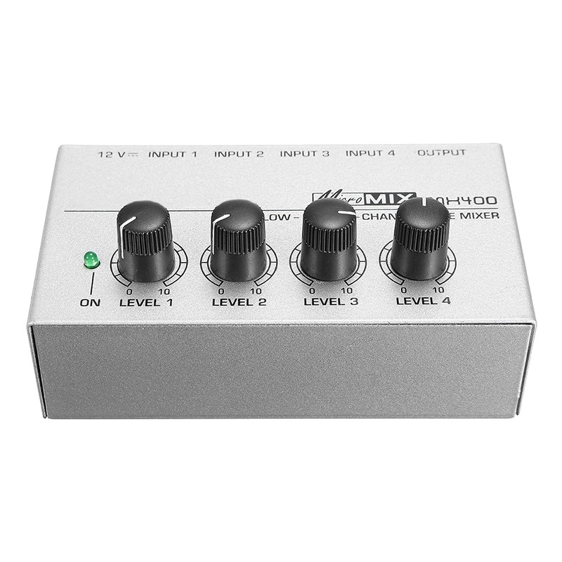 LEORY N-AUDIO Professional Ultra-compact Karaoke Mixer Amplifier 4 Channel - MX400 - Silver