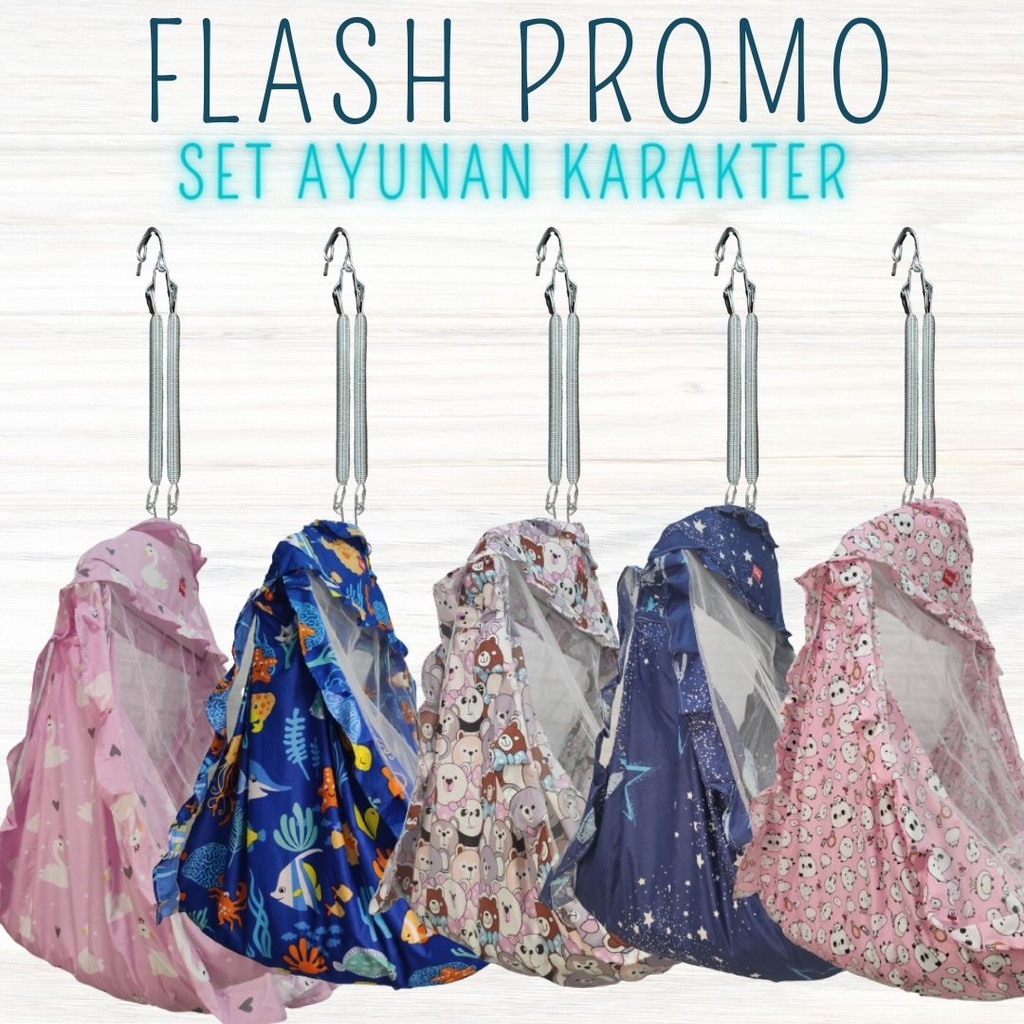 SET Ayunan karakter kain katun/ Ayunan Kasur / Ayunan set / Ayunan Bayi / Ayunan Anak ainibabyshop FLASH PROMO