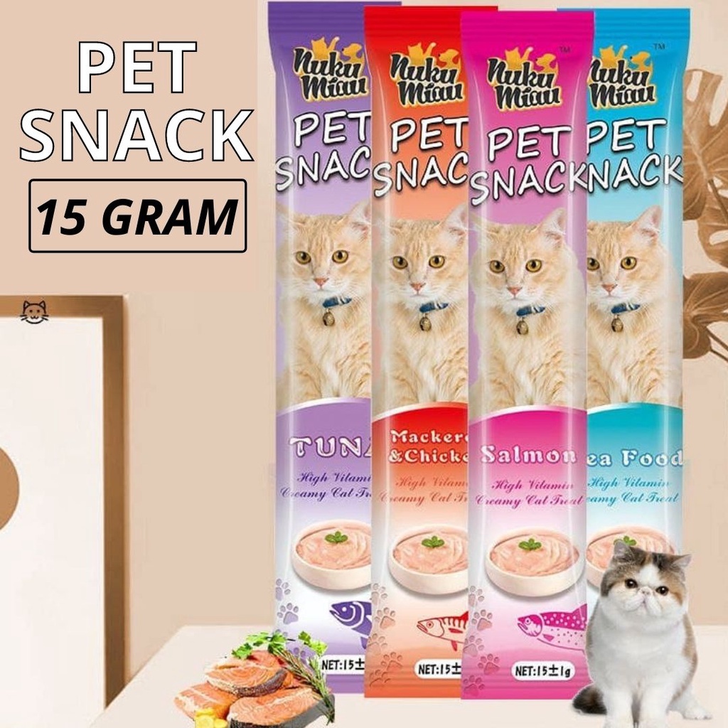 Creamy Treats Snack Kucing 15g Cat Food Makanan Penggemuk Kucing NUKU MIUW Cat Strips Termurah FEZONE