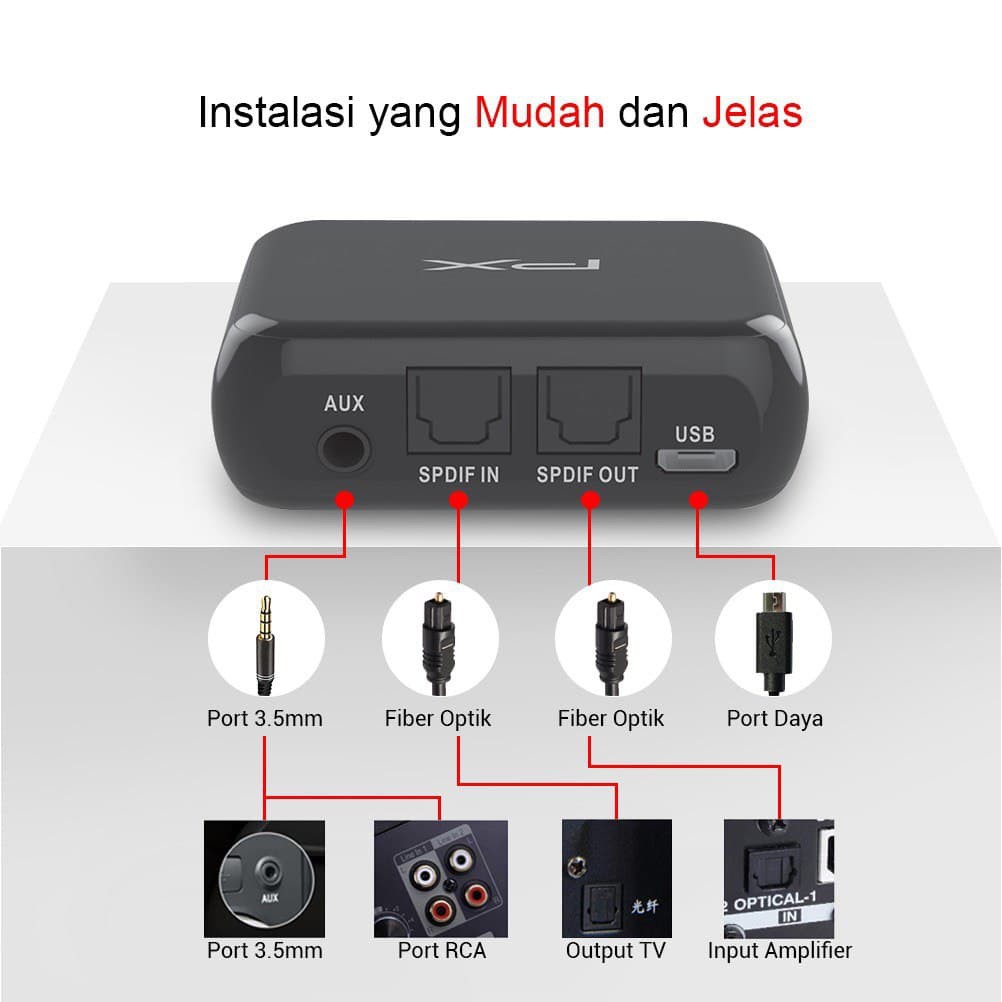 PX BRX-2000C Bluetooth Audio Receiver Transmitter - GARANSI 18 BULAN