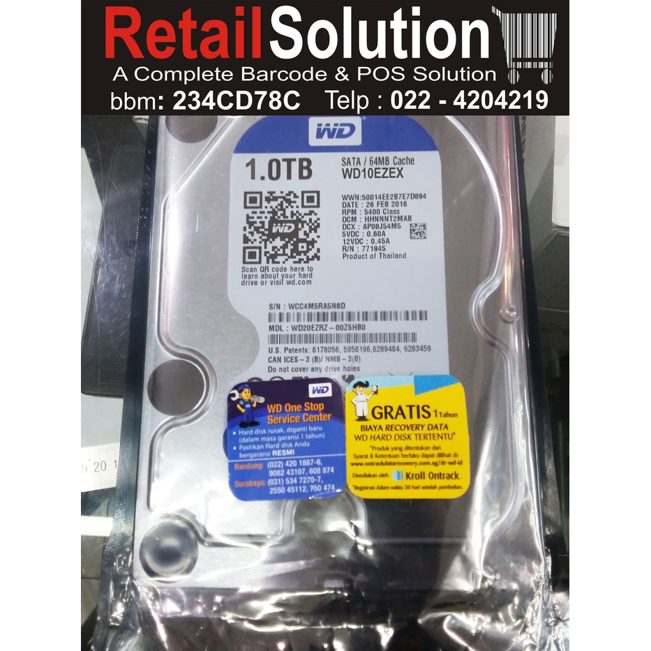 WD Blue 3,5&quot; 1TB SATA3 64MB Cache Internal Hard Disk