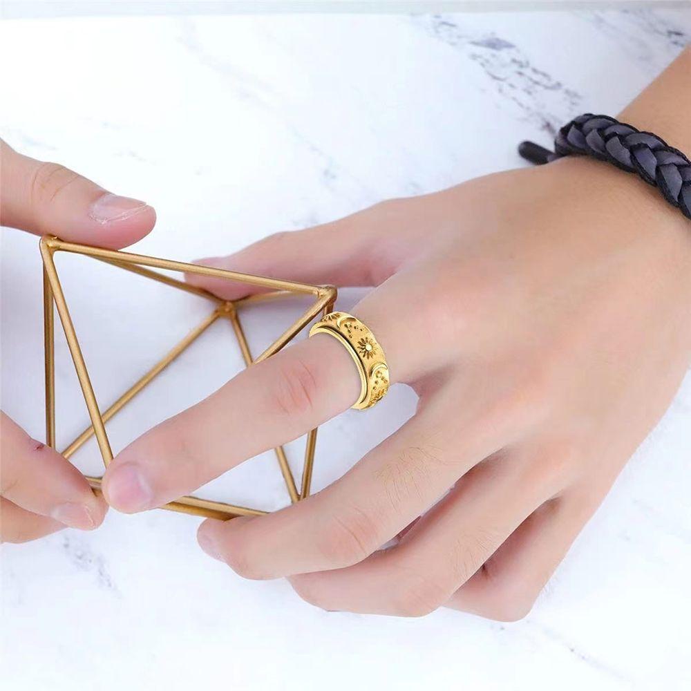 Mxbeauty Spinner Rings Fashion Vintage Star Moon Hadiah Hari Valentine Gaya Korea Perhiasan Banyak Ukuran Punk Rotatable Rings