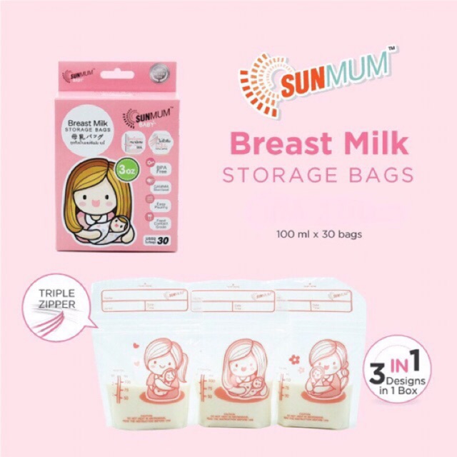 Kantong Asi SUNMUM / KANDILA / NATURAL MOM Murah Breast Milk Storage 100ml Harga Per Kotak