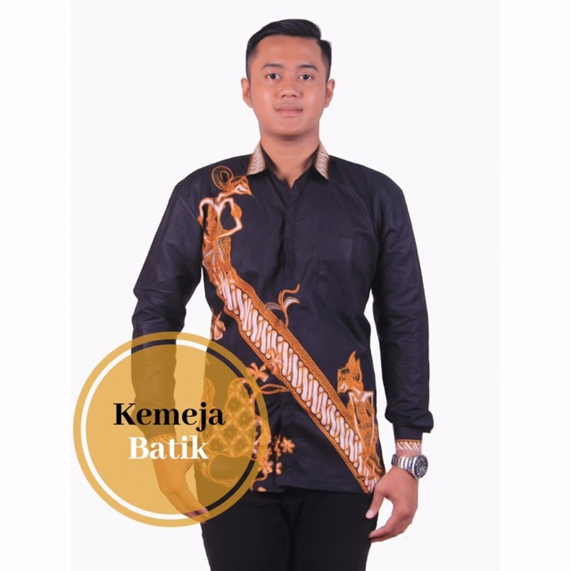 BATIK PRIA KEMEJA PANJANG BATIK MOTIF WAYANG ARJUNO