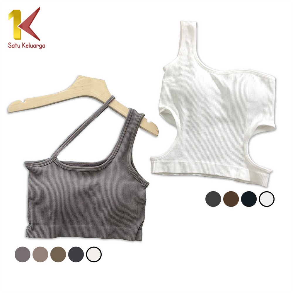 Satu Keluarga Tank Top Wanita P158 P159 Atasan Pakaian Dalam Wanita Model Lengan Satu Sexy CropTop K