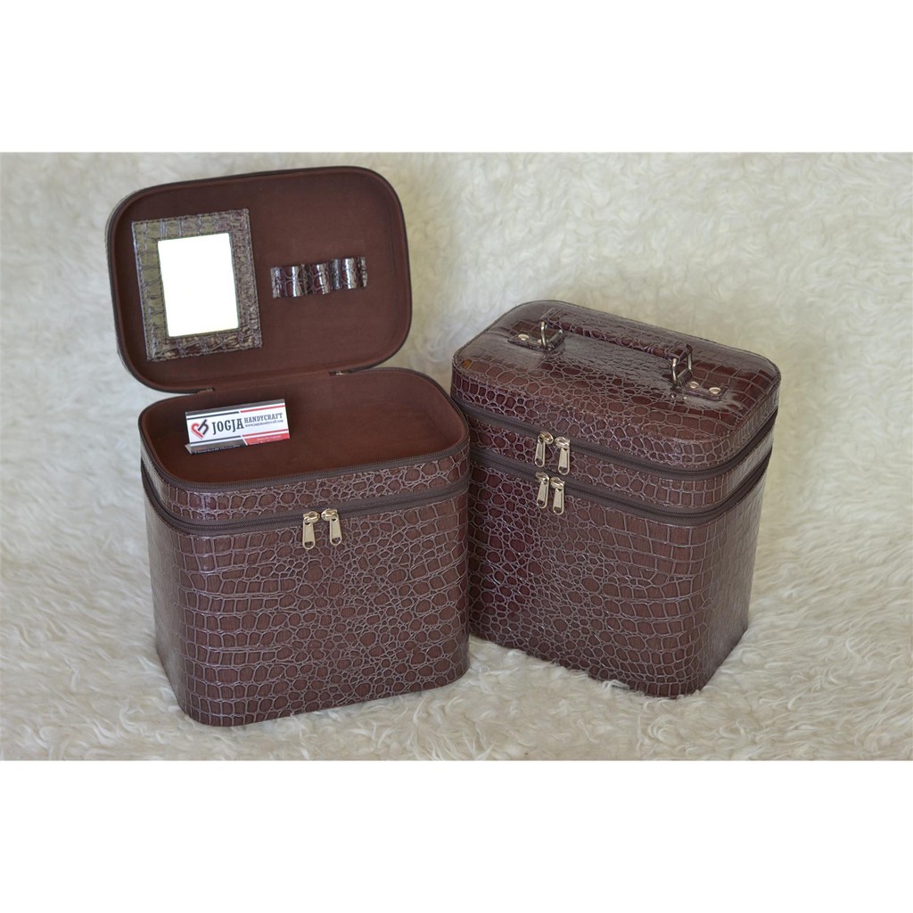 PROMO JUMBO SIZE TAS MEKE UP TAS KOSMETIK CANTIK ELEGAN - CROCO BROWN