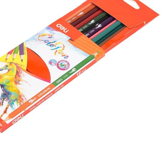 

◌ DELI Duo Colored Pencil 12pcs 24C [EC00520] - Pensil warna anak-anak ☈