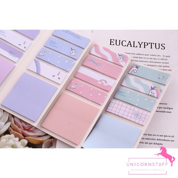 Unicorn Sticky Notes Note Catatan Pembatas Buku Sekolah Anak Perempuan Lucu