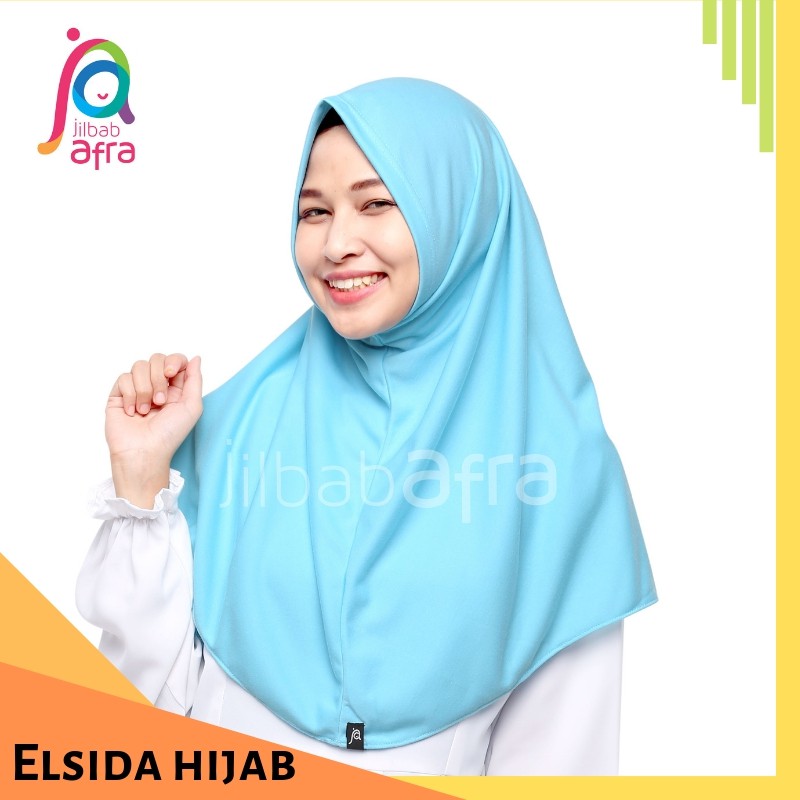 JILBAB AFRA BIRU LANGIT Bergo Tanpa Pet- bergo kaos syiria syar'i (Kerudung Instan)