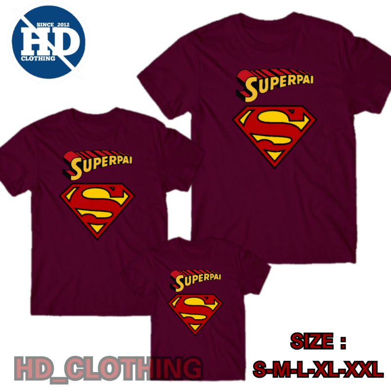 Koas anak superman logo simple cotton combed 30s, baju anak ibu dan ayah