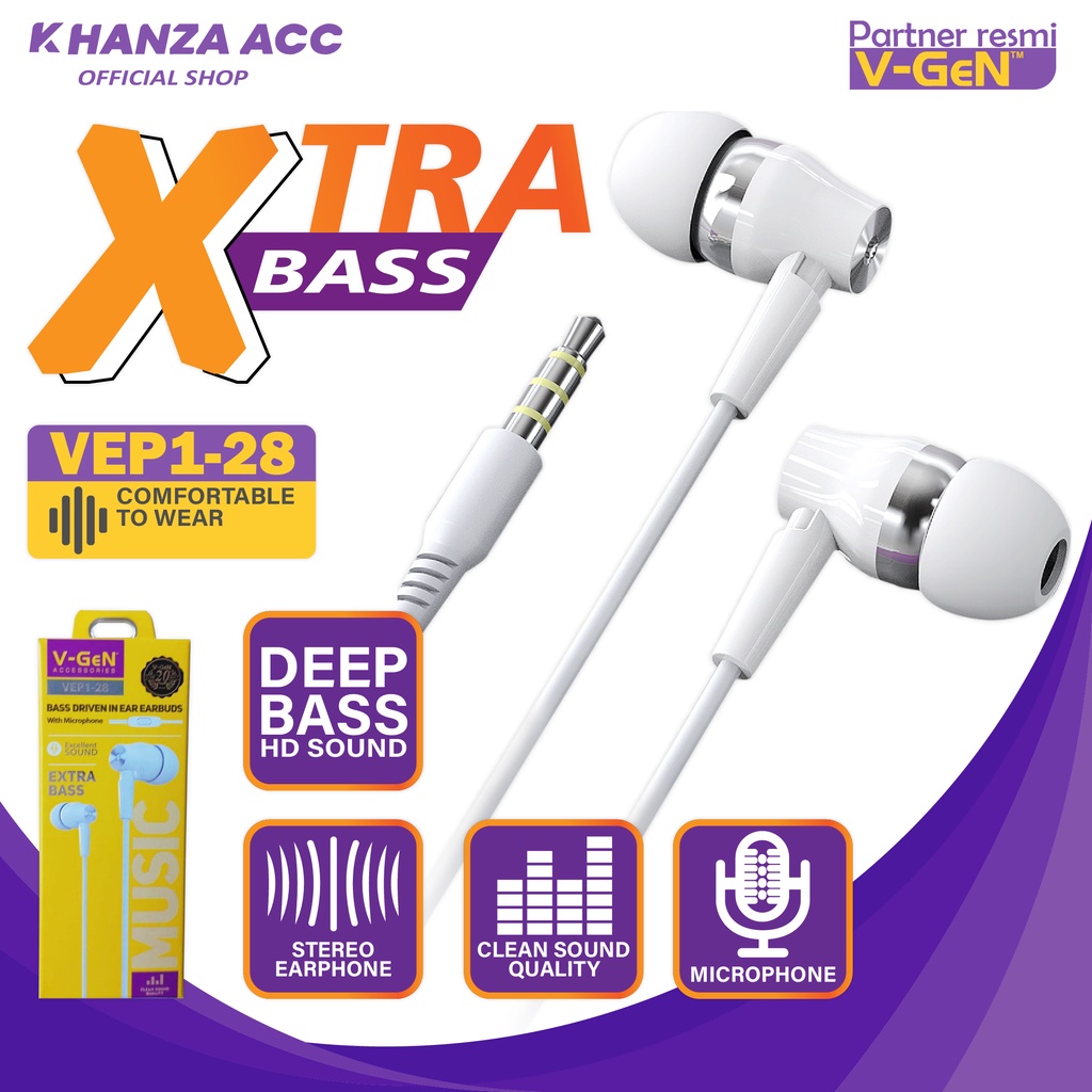 KHANZAACC VGEN VEP1-28 Wired Earphone Xtra Bass