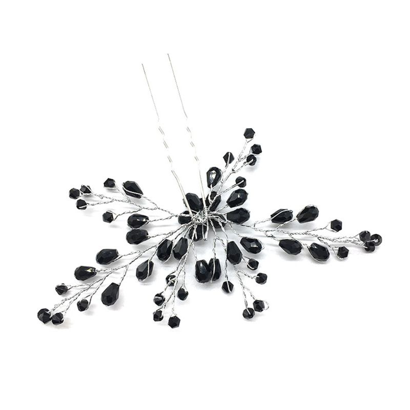 Siy Jepit Rambut Kristal Hitam Gaya Gothic Untuk Pengantin Wanita