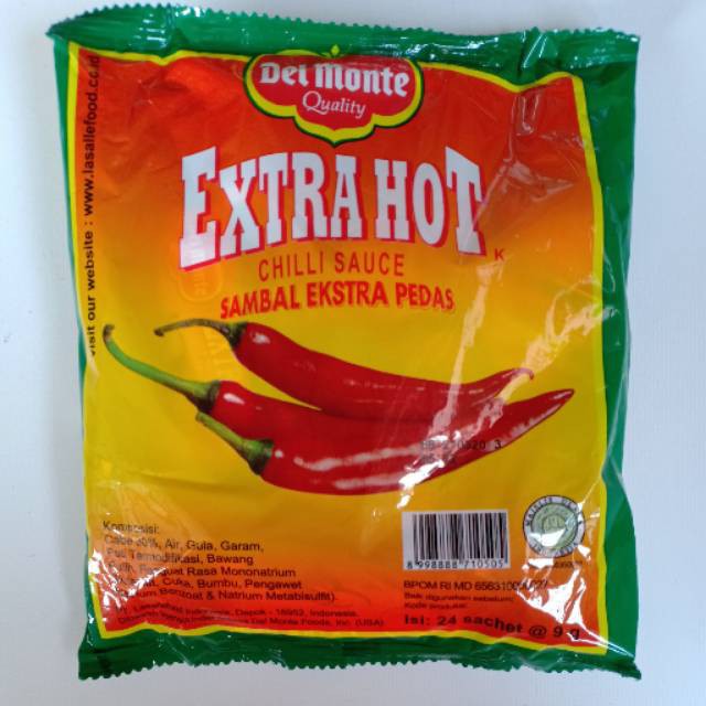 

DelMonte Saus Sambal Extra Pedas Sachet - Del Monte Chilli Extra Hot (GROSIR DUS ISI 20 pak x 24 sachet)