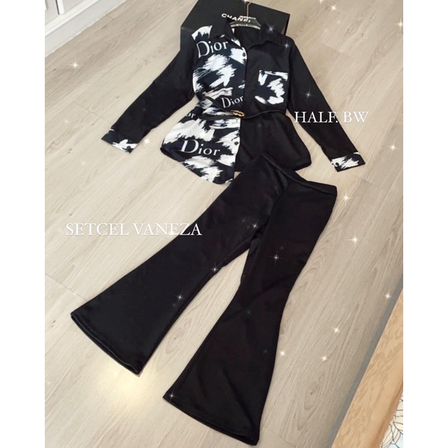 SETCEL DIO ( kemeja + kulot )-Vnz half dio bw