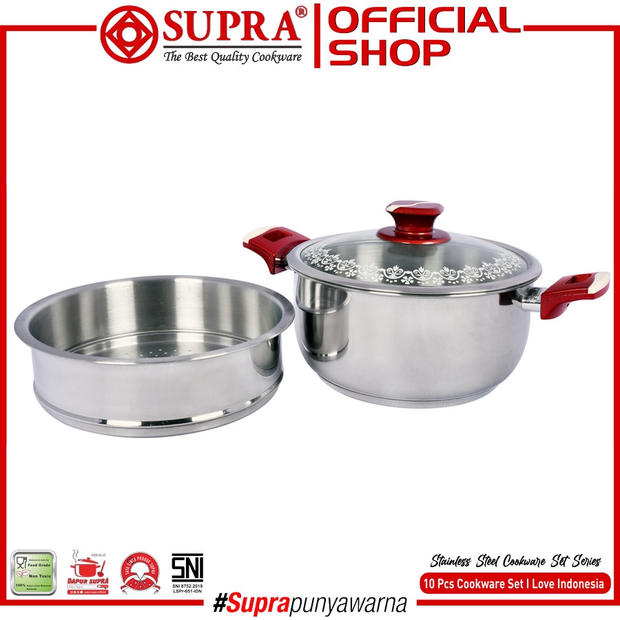 SUPRA 10 pcs I LOVE INDONESIA - Panci Stainless Steel Set 10 Pcs