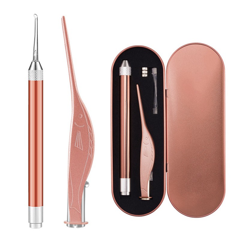 Korek Kuping Ear Spoon Wax Picker with LED Light - Rose Gold