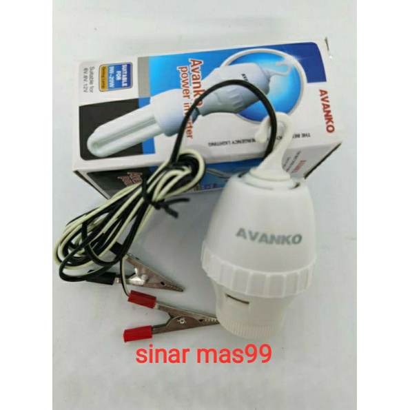 FITING INVENTER AVANKO DC 12V TO AC 220V FITING LAMPU AKI