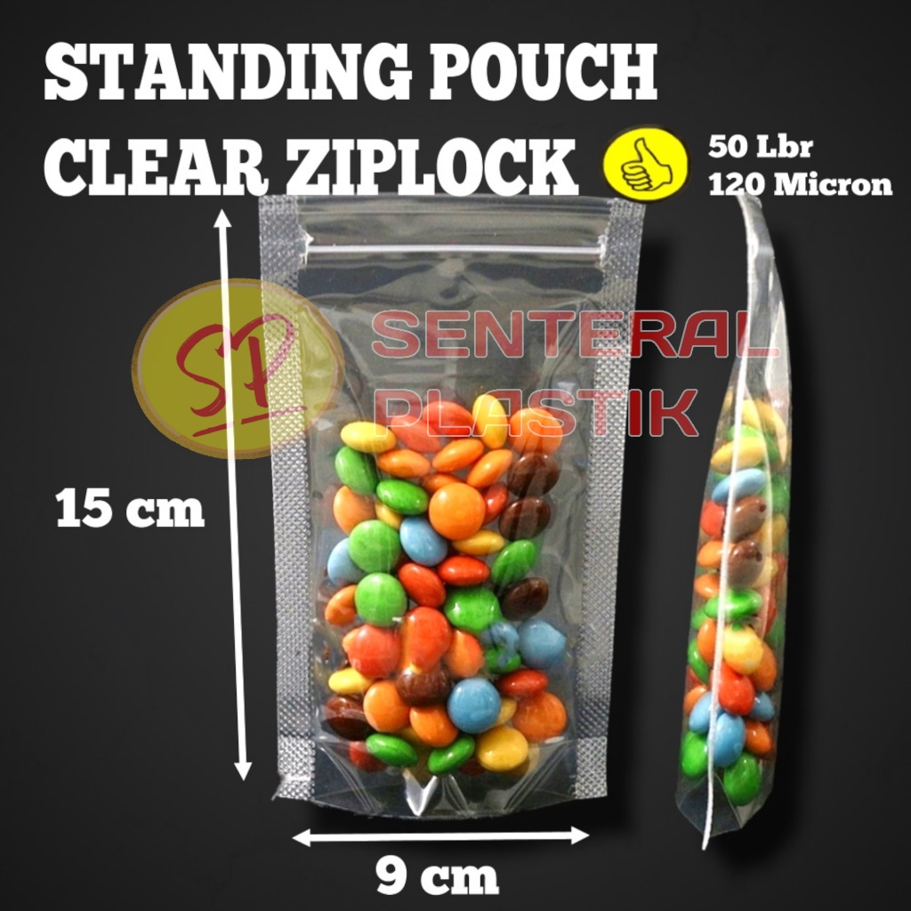 Standing Pouch Ukuran 9 x 15 / Plastik STP / Standing Pouch Bening Ziplock