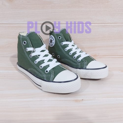 SEPATU ANAK LAKI LAKI | SEPATU ANAK PEREMPUAN | SEPATU SNEAKER ANAK CONV3RS3 4LL ST4R 70'S WARNA ARMY MODEL TINGGI DAN PENDEK SIZE 21-35 UMUR 12345678 TAHUN