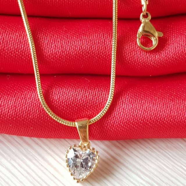 Kalung titanium gold / fashion sweet love import antikarat GN024