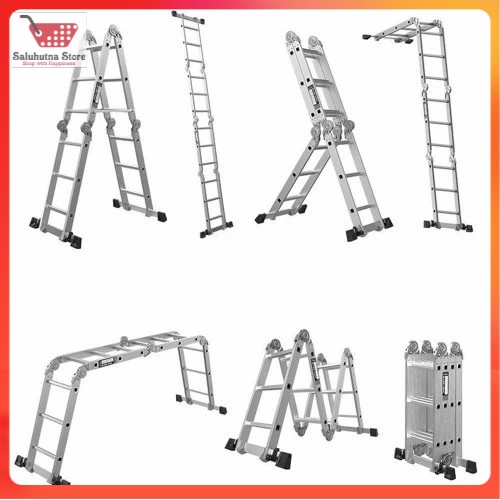 Tangga Lipat Aluminium DENKO MAL4x5 Multipurpose Ladder 4x5 Steps 5.7M Original