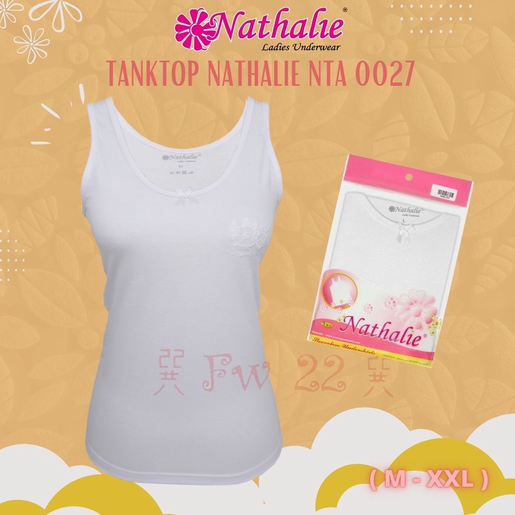 Tangtop Wanita Nathalie NTA 0027 Tanktop Putih Berbahan Katun Ukuran M - 2XL