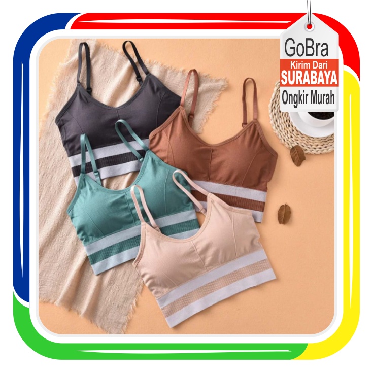 Gobra ♕ PW092 Sport Bra Wanita Pakaian Dalam Bra Breathable Yoga Jogging Gym Import COD