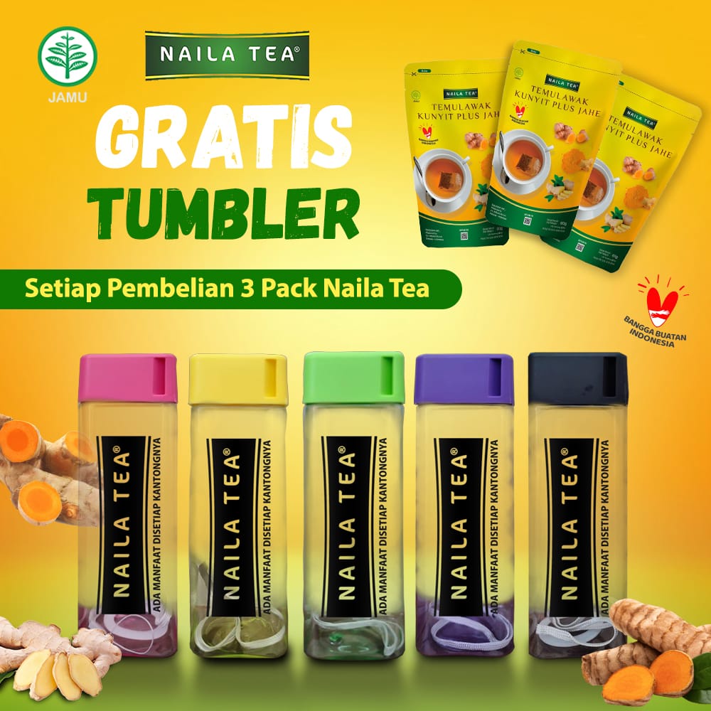 BOTOL TUMBLER NAILA FREE GIFT SETIAP PEMBELIAN 3 PCS NAILA