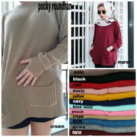 [pocky RH RO] Sweater Wanita Rajut Varian Warna