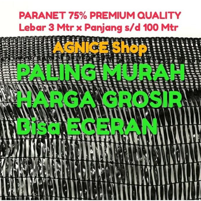 Jaring Paranet 75 Persen Lebar 3 Mtr. Penahan Panas. Harga Per Meter
