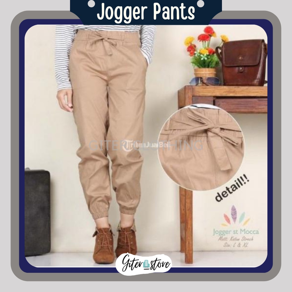 jogger pants wanita - jogger wanita - Celana katun - Celana bahan - Bawahan wanita - Celana jogger