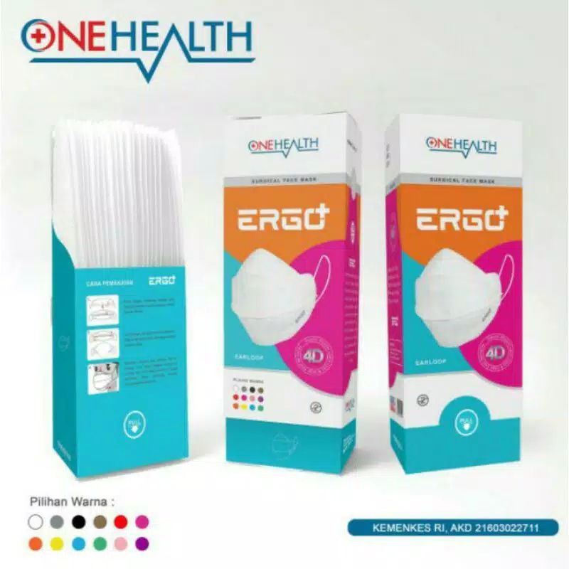 Masker Ergo Onehealth 4D 4 PLY mirip masker EVO / masker 4D ergo 4ply / masker medis