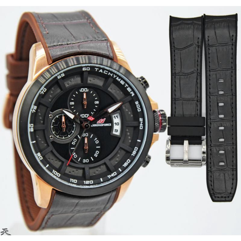 Jam Tangan Pria Chronoforce 5322M Karet Lapis Kulit Original Murah