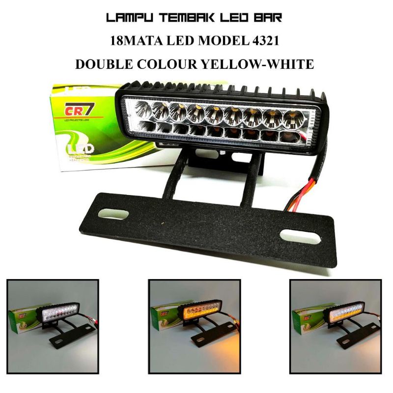 PAKET Lampu Tembak Sorot LED Bar Cree 16 Titik Mata Plus Breket Rx King