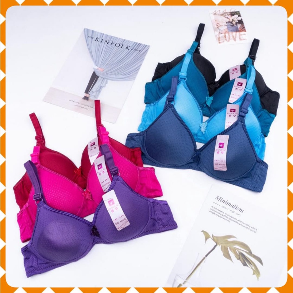 Bra Fashion Wanita BH Busa Tipis Tanpa Kawat Push Up Bra Good Quality