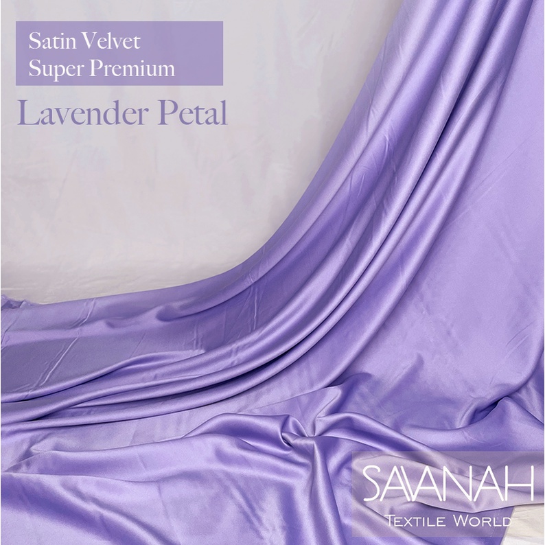 1 meter Kain Satin Velvet SUPER PREMIUM / Sateen Velvet Premium Dress hijab Gamis PASTEL-Lavender Petal