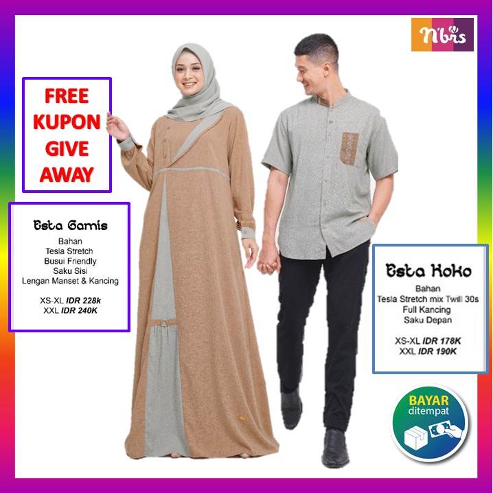 Nibras Couple Esta Baju Koko Gamis Kapelan Suami Istri Pasangan Ayah Ibu Terbaru 2021 Terlaris Ori