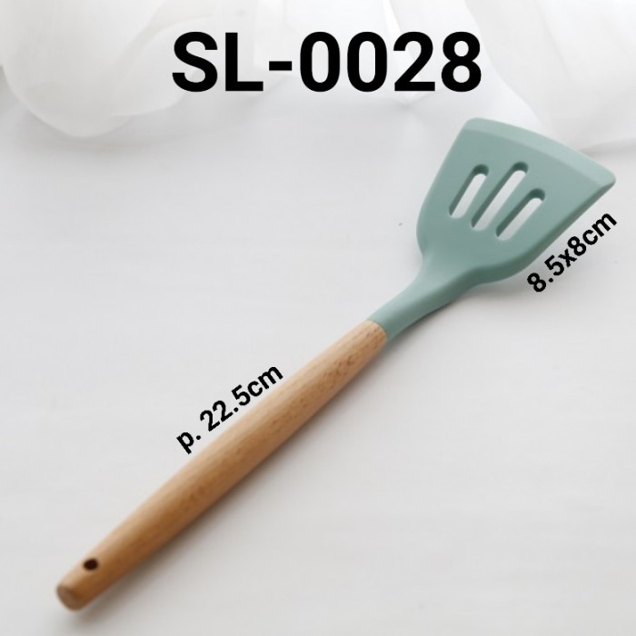 

SL-0028 SUTIL LUBANG SODET SPATULA SILIKON PEGANGAN KAYU HEMAT