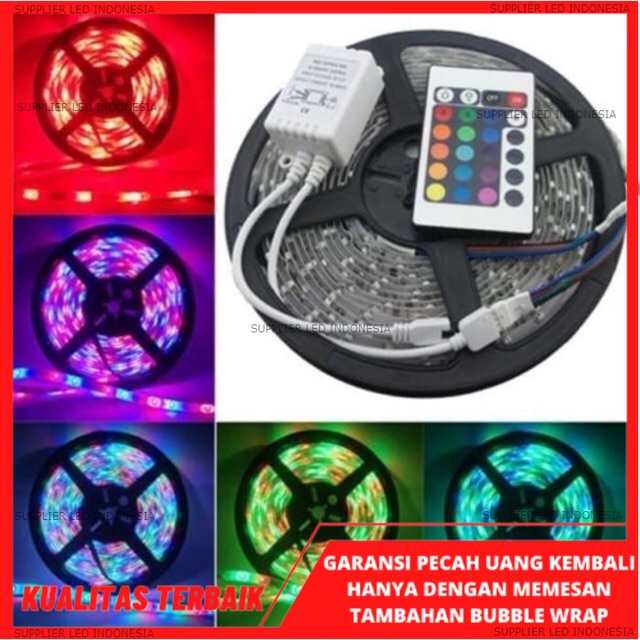 Led Strip RGB Warna Warni 5050 IP44 Set Remote + Adaptor