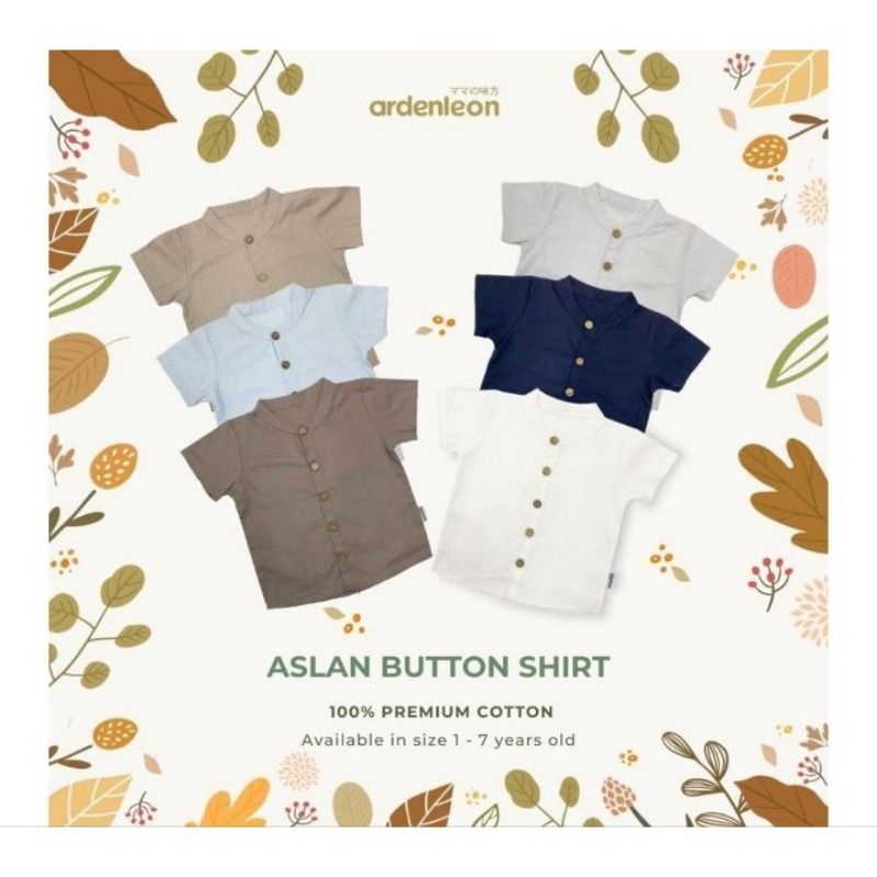 ArdenLeon ASLAN BUTTON SHIRT / Arden Leon Atasan Anak Laki-Laki 1-7y / Kemeja Anak Lengan Pendek