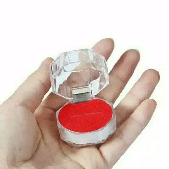 Kotak Cincin Single Crystal Akrilik Alas Busa Hantaran Perhiasan Mika