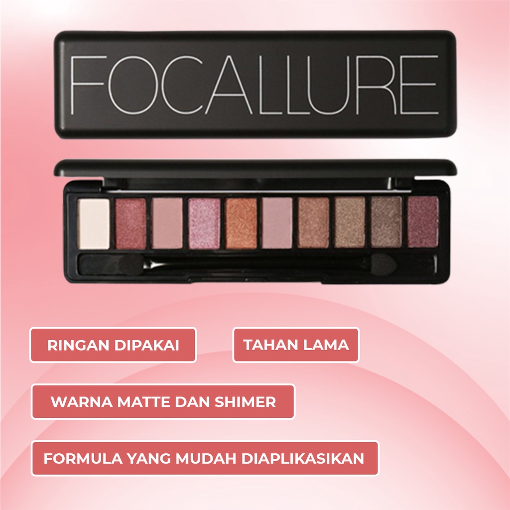 [ SKINHOUSEID ] PAKET BUNDLING FOCALLURE Full Featured Nude 10 Shade Eyeshadow Palette FA08 / BODY MIST SKINHOUSEID 55ML