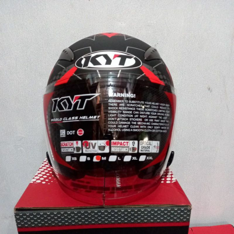 KYT GALAXY_SERI #6 BLACK MATT RED FLUO (DOUBEL VISOR)