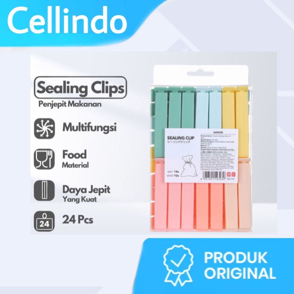 Miniso Sealing Clips 24Pack Colorful Segel Kantong Plastic